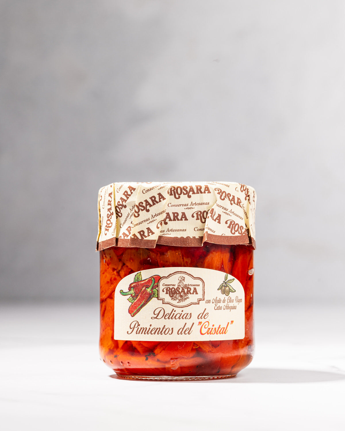 Delicias de pimiento del cristal en aceite de oliva virgen Rosara